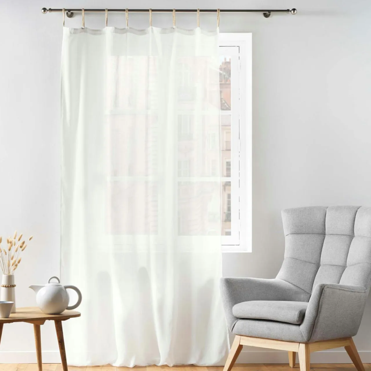 DOUCEUR D'INTERIEUR Voilage à passants coton (140 x 240 cm) Belani Blanc Clearance